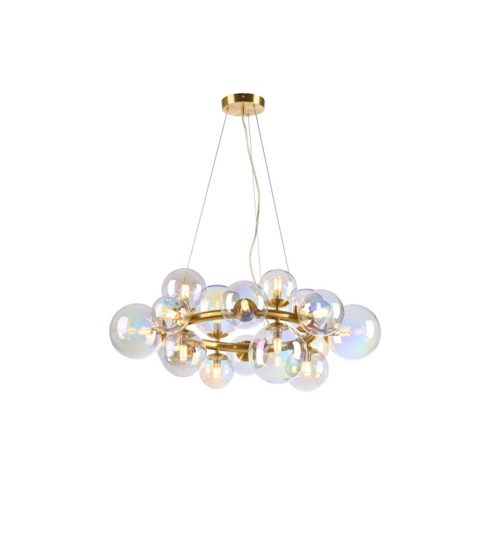 Marshall 70cm Circular Pendant 16 x G9 Satin Gold Iridescent Plated Glass-1