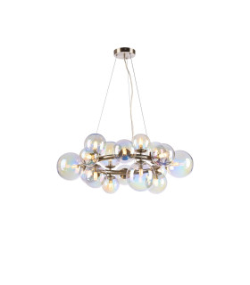 Marshall 70cm Circular Pendant 16 x G9 Satin Nickel Iridescent Plated Glass-1