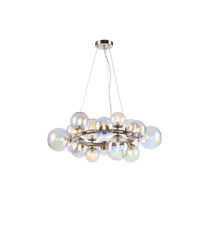 Marshall 70cm Circular Pendant 16 x G9 Satin Nickel Iridescent Plated Glass-1