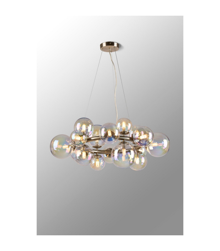 Marshall 70cm Circular Pendant 16 x G9 Satin Nickel Iridescent Plated Glass-3