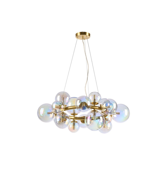 Marshall 70cm Circular Pendant 16 x G9 Satin Gold Iridescent Plated Glass-4
