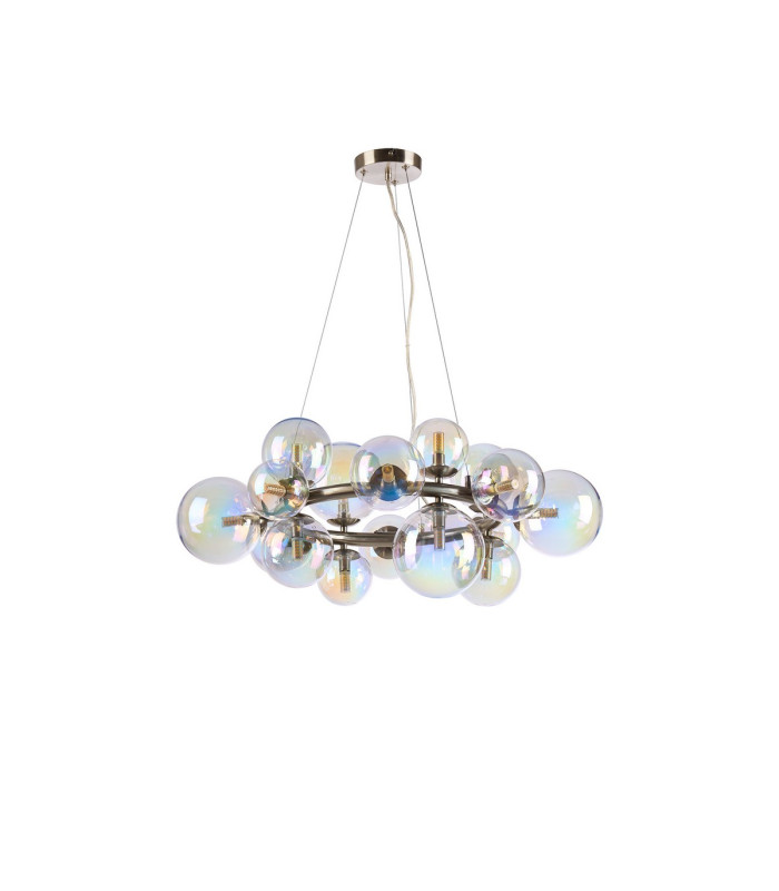 Marshall 70cm Circular Pendant 16 x G9 Satin Nickel Iridescent Plated Glass-4