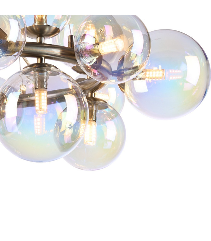 Marshall 70cm Circular Pendant 16 x G9 Satin Nickel Iridescent Plated Glass-8