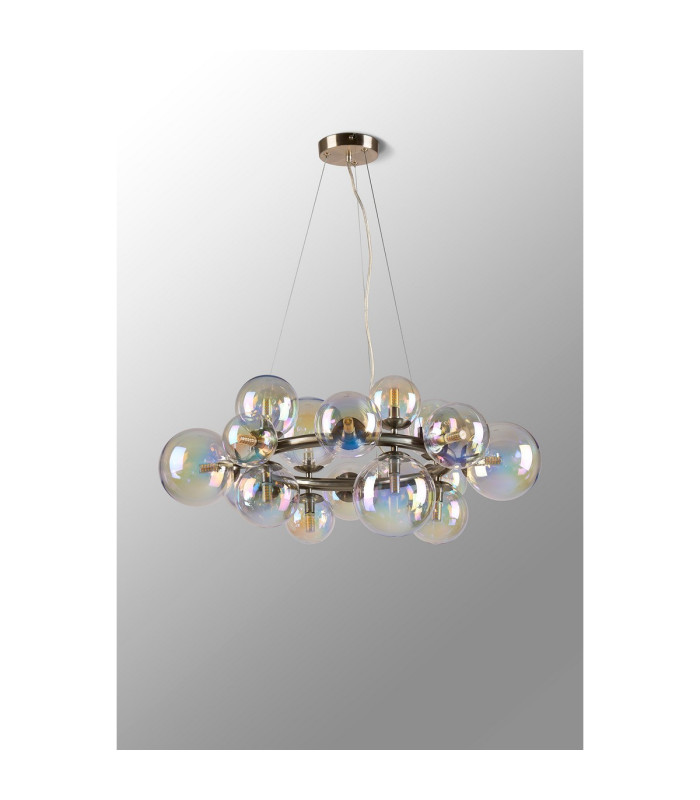 Marshall 70cm Circular Pendant 16 x G9 Satin Nickel Iridescent Plated Glass-9