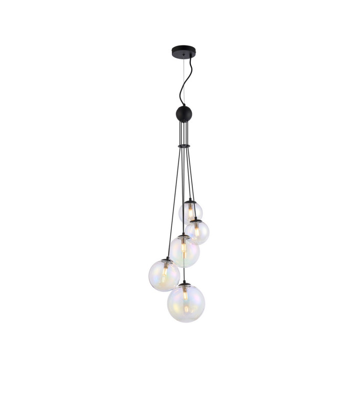 Marshall 27cm Pendant 5 x G9 Satin Black Iridescent Plated Glass-1