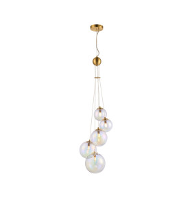 Marshall 27cm Pendant 5 x G9 Satin Gold Iridescent Plated Glass-1