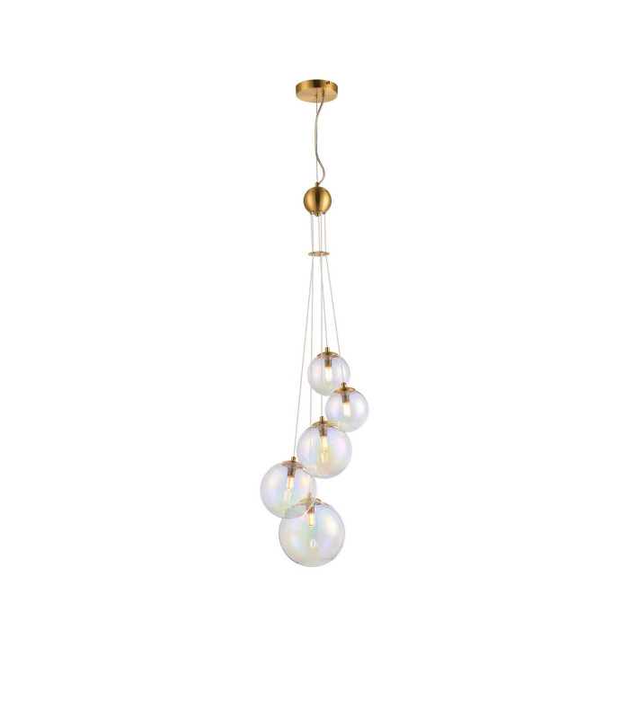 Marshall 27cm Pendant 5 x G9 Satin Gold Iridescent Plated Glass-1