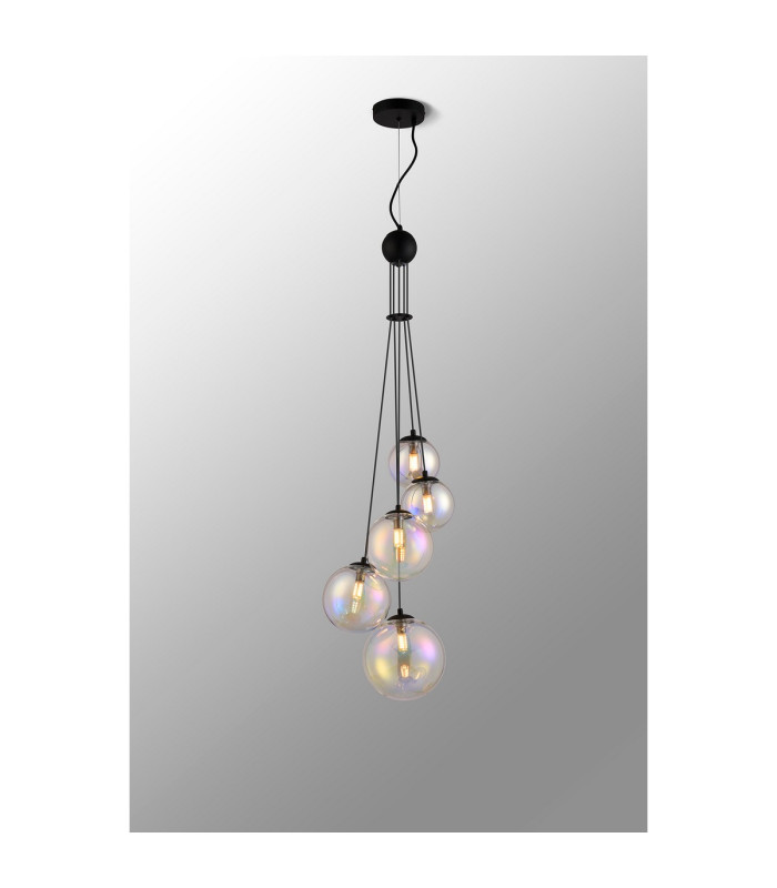 Marshall 27cm Pendant 5 x G9 Satin Black Iridescent Plated Glass-3