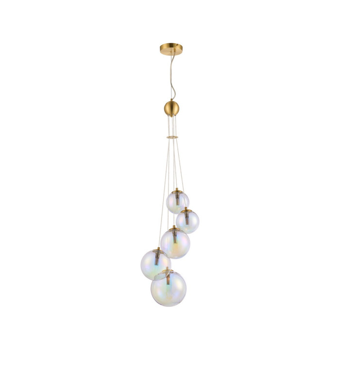 Marshall 27cm Pendant 5 x G9 Satin Gold Iridescent Plated Glass-4