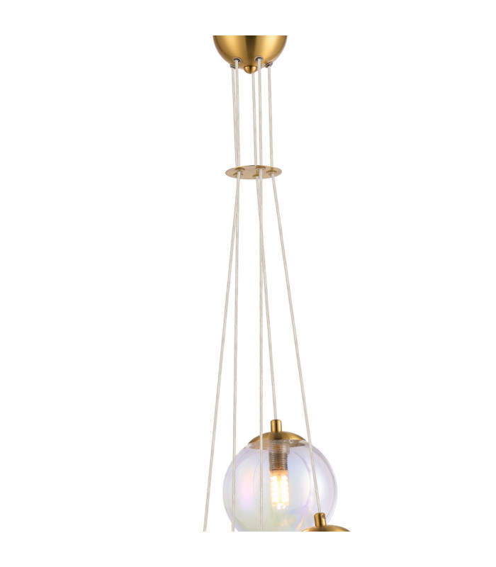 Marshall 27cm Pendant 5 x G9 Satin Gold Iridescent Plated Glass-6
