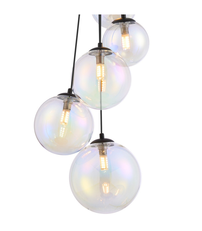 Marshall 27cm Pendant 5 x G9 Satin Black Iridescent Plated Glass-7