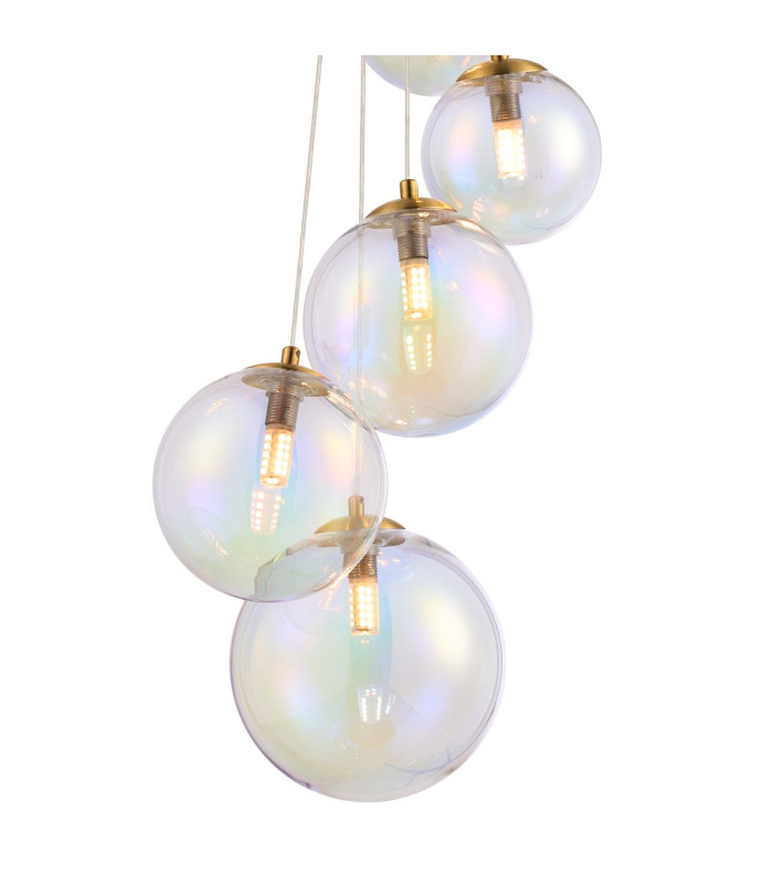 Marshall 27cm Pendant 5 x G9 Satin Gold Iridescent Plated Glass-7
