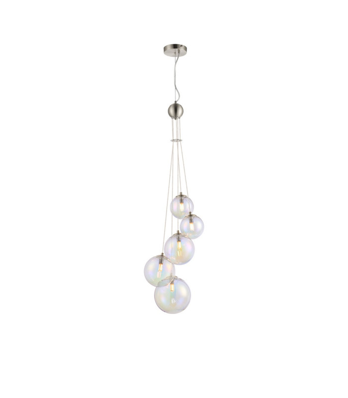 Marshall 27cm Pendant 5 x G9 Satin Nickel Iridescent Plated Glass-1