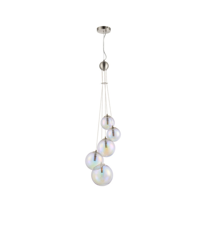 Marshall 27cm Pendant 5 x G9 Satin Nickel Iridescent Plated Glass-4