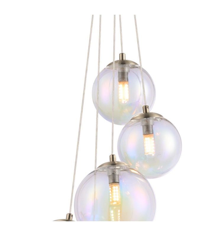 Marshall 27cm Pendant 5 x G9 Satin Nickel Iridescent Plated Glass-7
