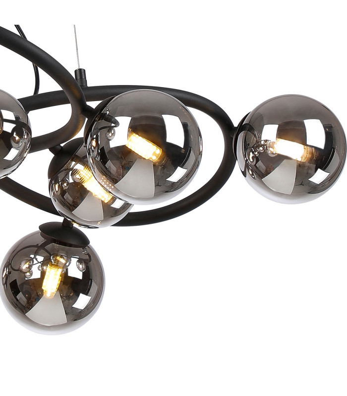 Marshall 70cm Twisted Pendant 9 x G9 Satin Black Chrome Plated Glass-7