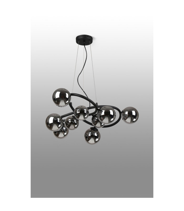 Marshall 70cm Twisted Pendant 9 x G9 Satin Black Chrome Plated Glass-8