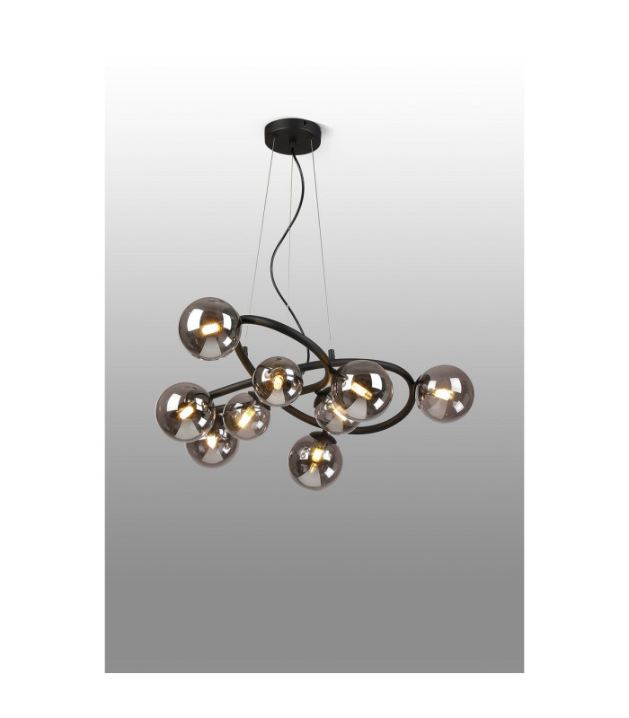 Marshall 70cm Twisted Pendant 9 x G9 Satin Black Smoke Plated Glass-3