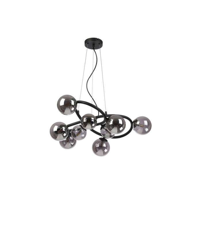 Marshall 70cm Twisted Pendant 9 x G9 Satin Black Smoke Plated Glass-4