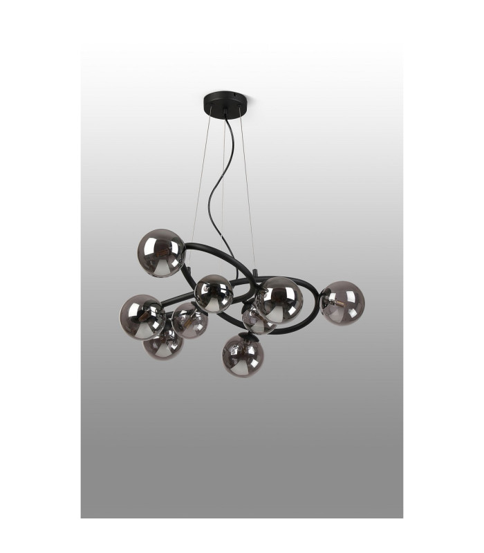 Marshall 70cm Twisted Pendant 9 x G9 Satin Black Smoke Plated Glass-8