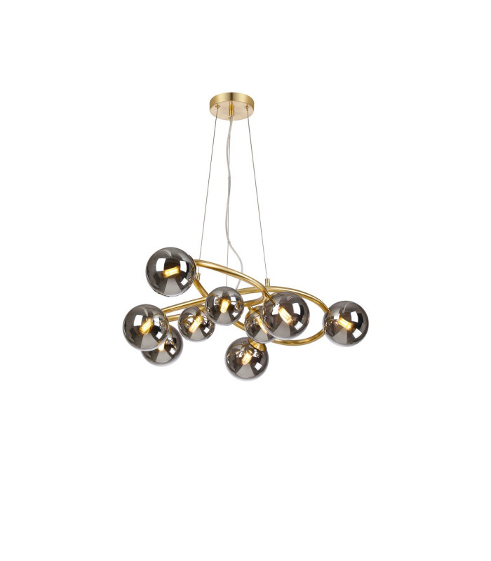 Marshall 70cm Twisted Pendant 9 x G9 Satin Gold Chrome Plated Glass-1