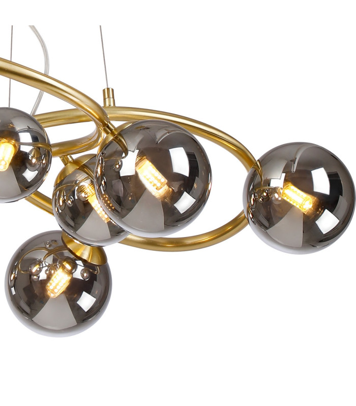 Marshall 70cm Twisted Pendant 9 x G9 Satin Gold Chrome Plated Glass-7