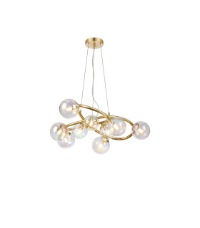 Marshall 70cm Twisted Pendant 9 x G9 Satin Gold Iridescent Plated Glass-1