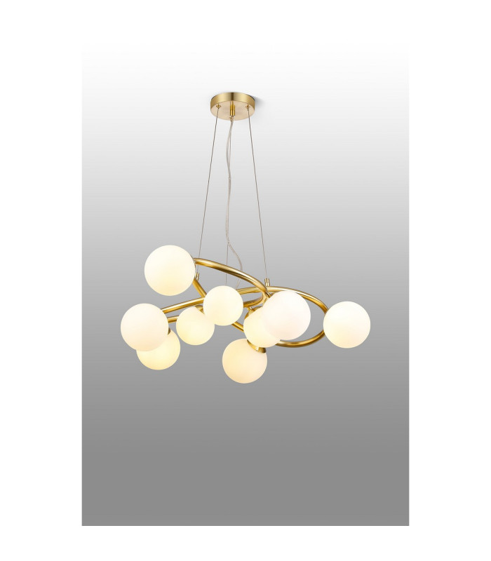 Marshall 70cm Twisted Pendant 9 x G9 Satin Gold Opal Glass-3