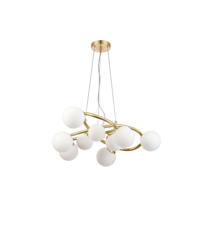 Marshall 70cm Twisted Pendant 9 x G9 Satin Gold Opal Glass-4