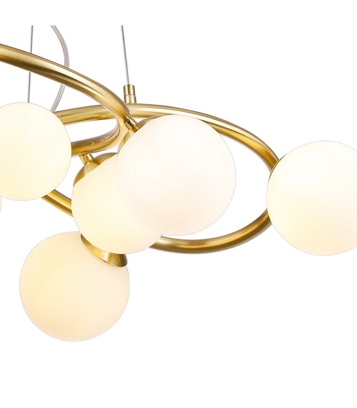 Marshall 70cm Twisted Pendant 9 x G9 Satin Gold Opal Glass-7