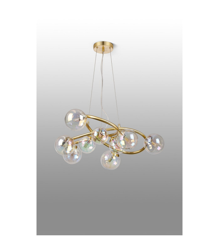 Marshall 70cm Twisted Pendant 9 x G9 Satin Gold Iridescent Plated Glass-8