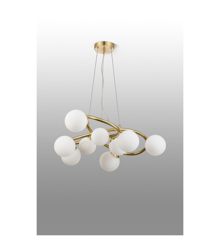 Marshall 70cm Twisted Pendant 9 x G9 Satin Gold Opal Glass-8