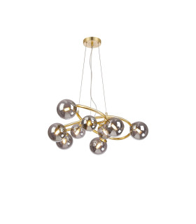 Marshall 70cm Twisted Pendant 9 x G9 Satin Gold Smoke Plated Glass-1