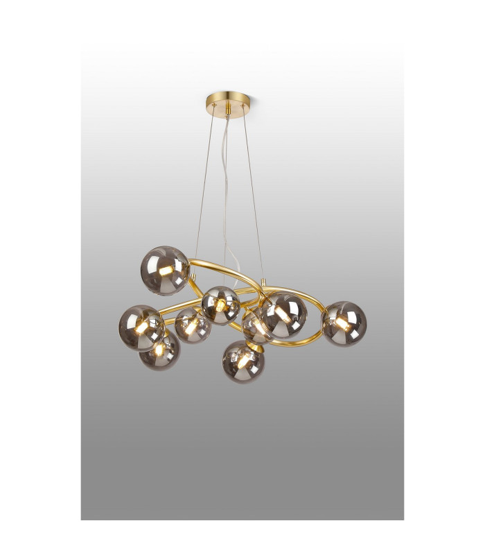 Marshall 70cm Twisted Pendant 9 x G9 Satin Gold Smoke Plated Glass-3