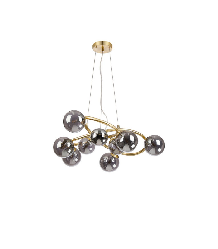 Marshall 70cm Twisted Pendant 9 x G9 Satin Gold Smoke Plated Glass-4