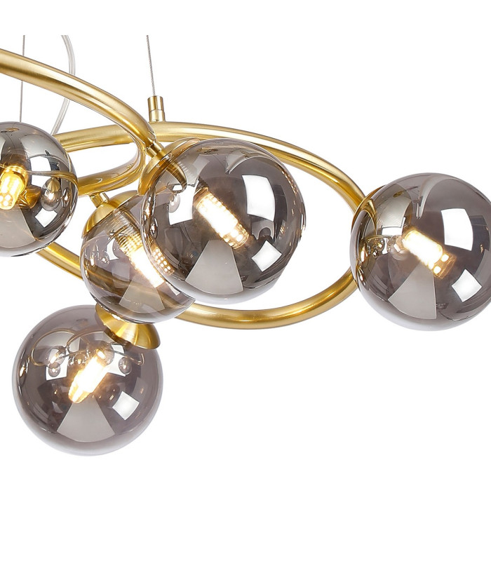 Marshall 70cm Twisted Pendant 9 x G9 Satin Gold Smoke Plated Glass-7