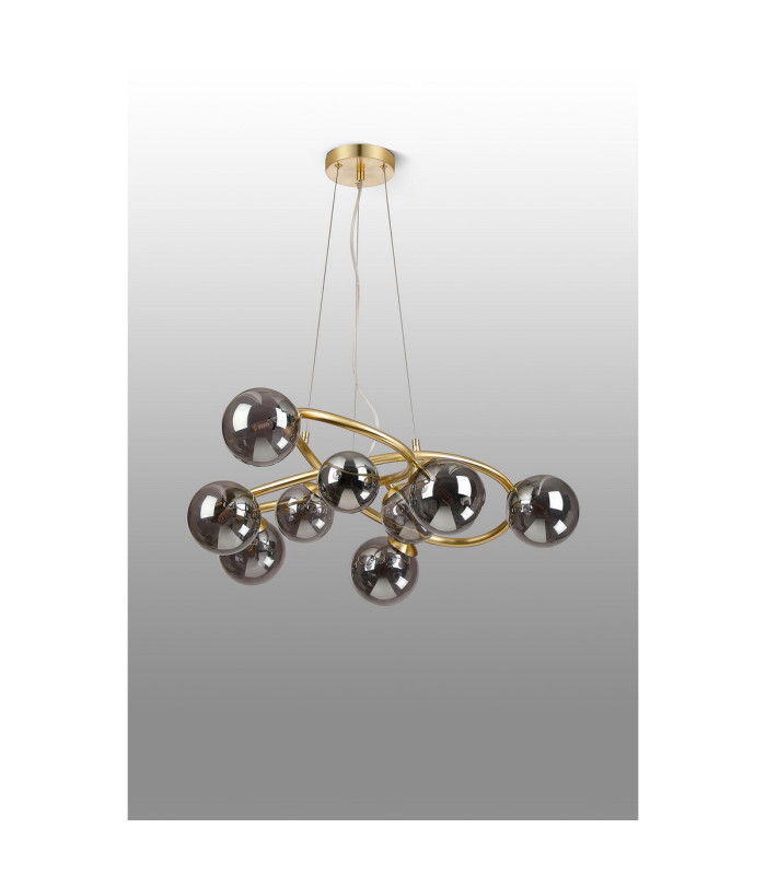 Marshall 70cm Twisted Pendant 9 x G9 Satin Gold Smoke Plated Glass-8
