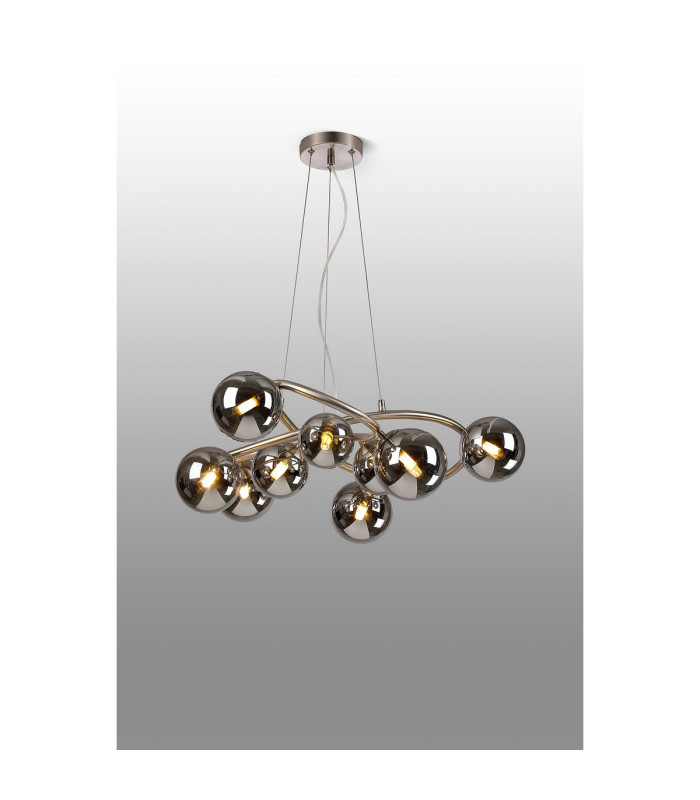 Marshall 70cm Twisted Pendant 9 x G9 Satin Nickel Chrome Plated Glass-3