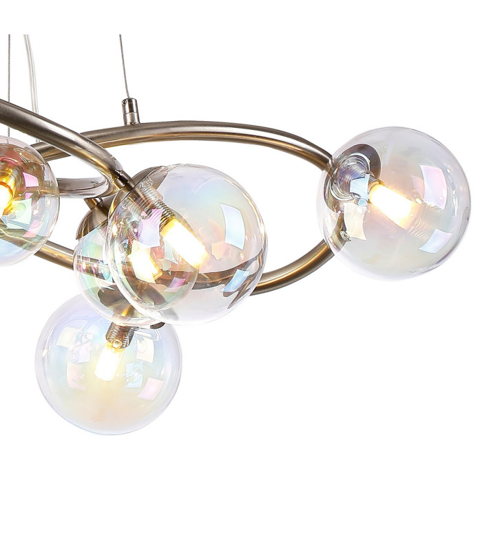 Marshall 70cm Twisted Pendant 9 x G9 Satin Nickel Iridescent Plated Glass-7