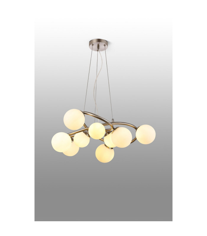 Marshall 70cm Twisted Pendant 9 x G9 Satin Nickel Opal Glass-3