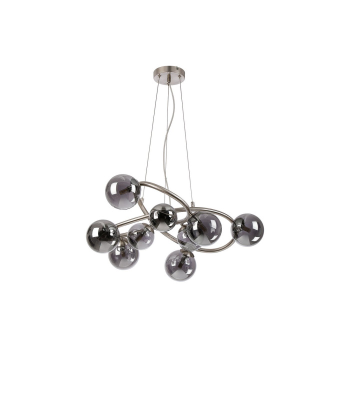 Marshall 70cm Twisted Pendant 9 x G9 Satin Nickel Smoke Plated Glass-4