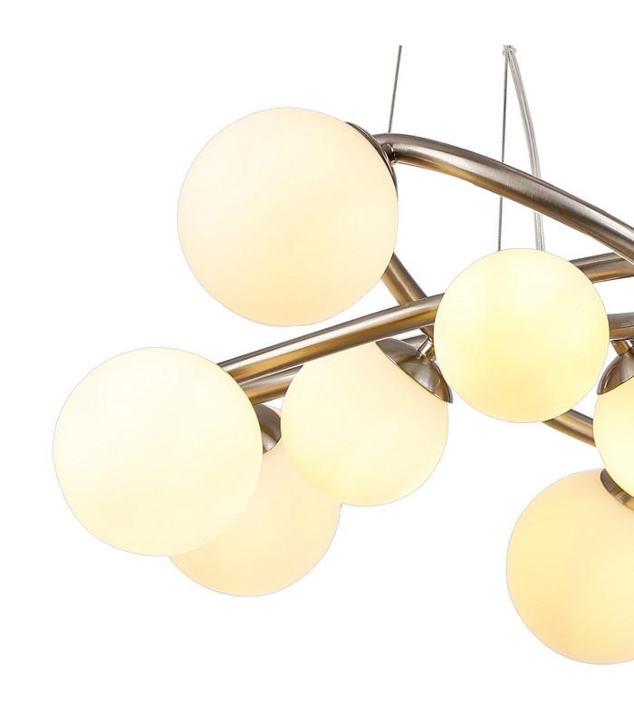 Marshall 70cm Twisted Pendant 9 x G9 Satin Nickel Opal Glass-6