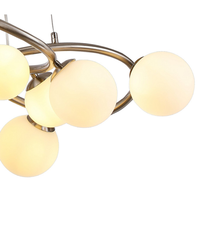 Marshall 70cm Twisted Pendant 9 x G9 Satin Nickel Opal Glass-7