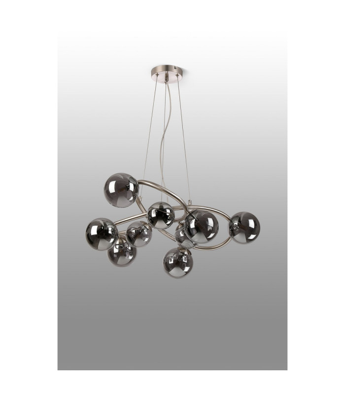 Marshall 70cm Twisted Pendant 9 x G9 Satin Nickel Smoke Plated Glass-8