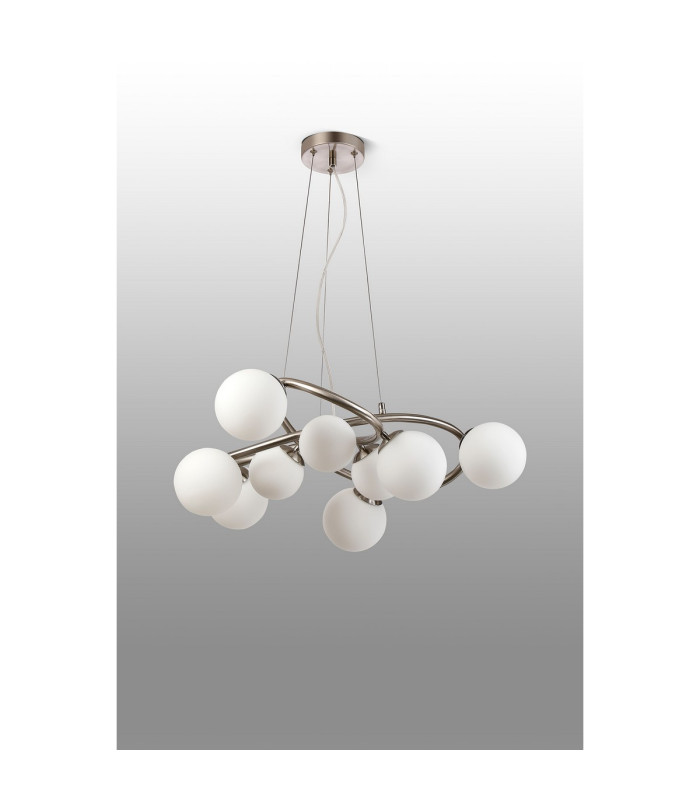 Marshall 70cm Twisted Pendant 9 x G9 Satin Nickel Opal Glass-8