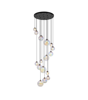 Marshall 60cm Pendant 16 x G9 Satin Black Iridescent Plated Glass-1
