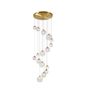 Marshall 60cm Pendant 16 x G9 Satin Gold Iridescent Plated Glass-1