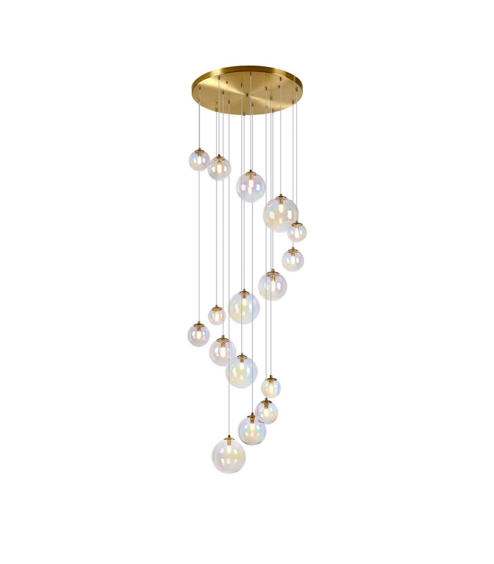 Marshall 60cm Pendant 16 x G9 Satin Gold Iridescent Plated Glass-1