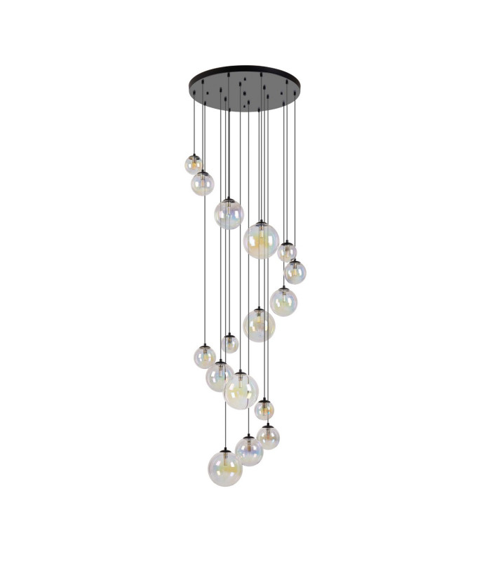 Marshall 60cm Pendant 16 x G9 Satin Black Iridescent Plated Glass-4