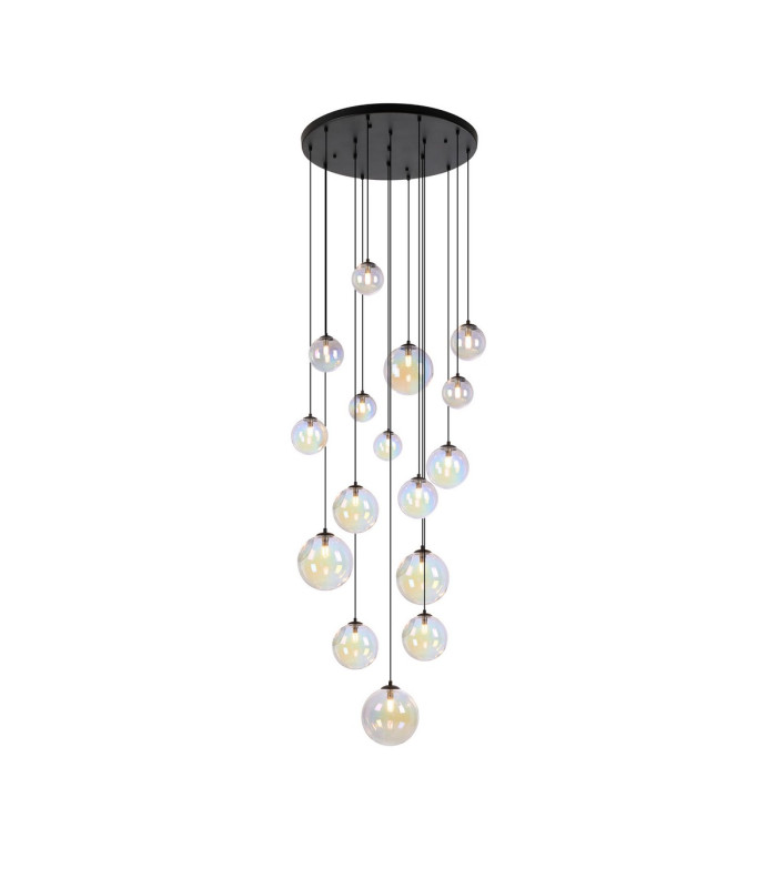 Marshall 60cm Pendant 16 x G9 Satin Black Iridescent Plated Glass-5